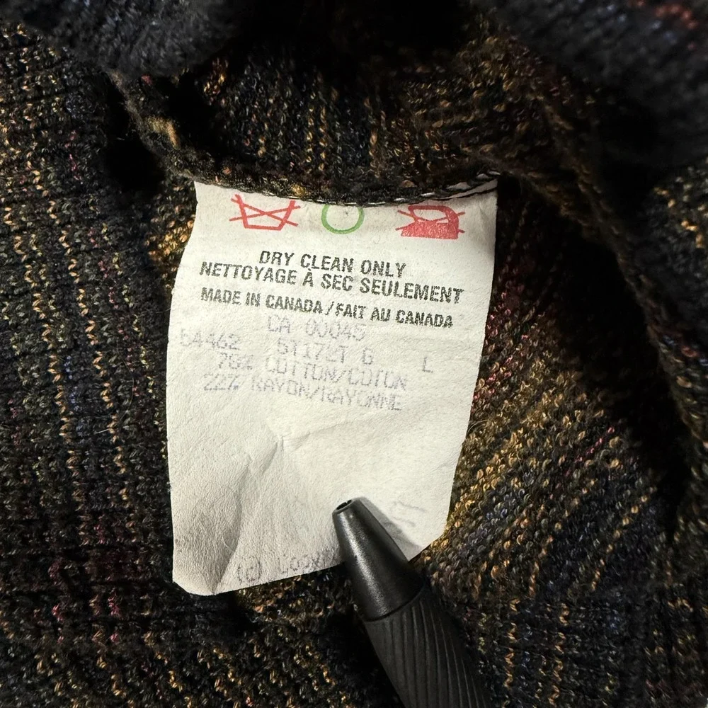 Vintage Tundra Canada Sweater Mens Large Multicolor 3D Knit Made‎ in Canada 90s